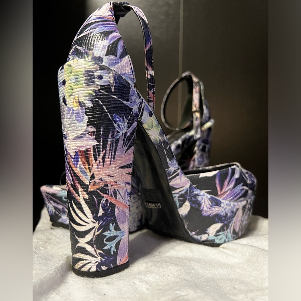 Schutz tropical floral platform sandal